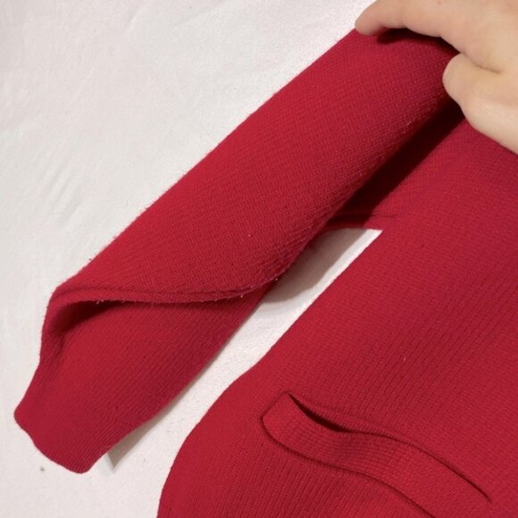 Vintage Moores Red Mr. Rogers Style Dad Grandpa Button Up Cardigan XL - Picture 8 of 11